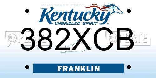 382XCB Kentucky License Plate