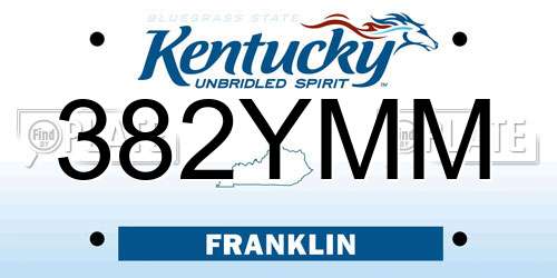 382YMM Kentucky License Plate