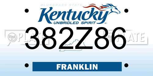 382Z86 Kentucky License Plate