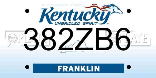 382ZB6 Kentucky License Plate
