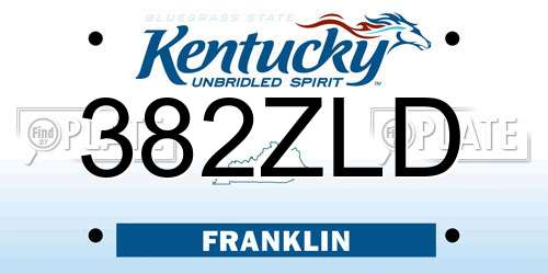 382ZLD Kentucky License Plate