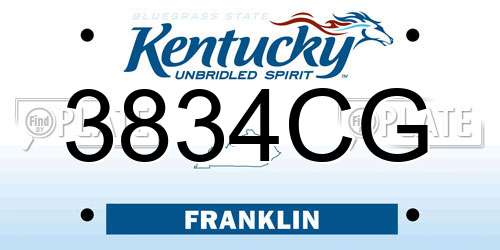 3834CG Kentucky License Plate