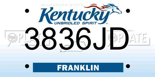 3836JD Kentucky License Plate