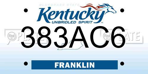 383AC6 Kentucky License Plate