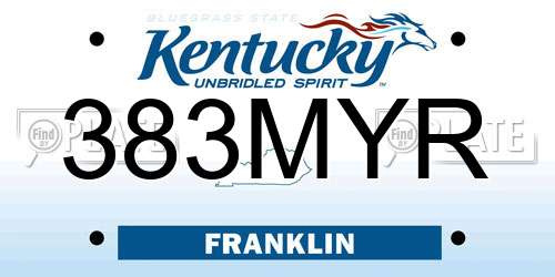 383MYR Kentucky License Plate