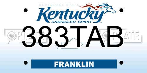 383TAB Kentucky License Plate