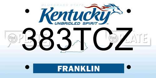 383TCZ Kentucky License Plate