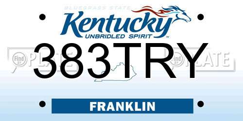 383TRY Kentucky License Plate