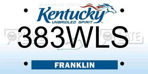 383WLS Kentucky License Plate