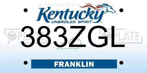 383ZGL Kentucky License Plate