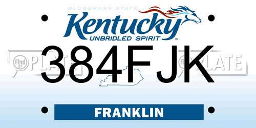 384FJK Kentucky License Plate