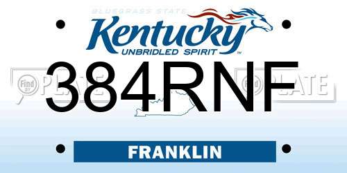 384RNF Kentucky License Plate