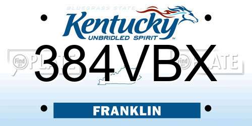 384VBX Kentucky License Plate