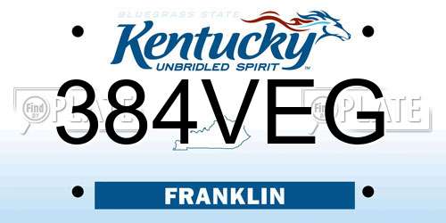 384VEG Kentucky License Plate