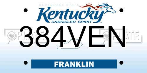 384VEN Kentucky License Plate