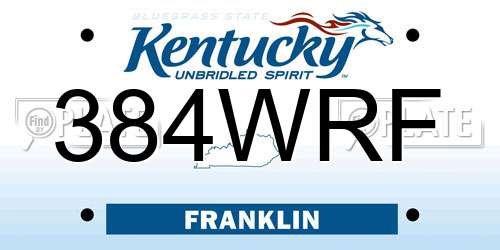 384WRF Kentucky License Plate