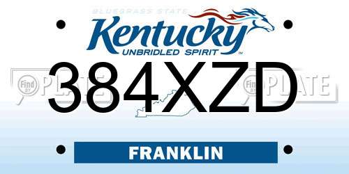384XZD Kentucky License Plate