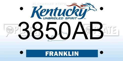 3850AB Kentucky License Plate