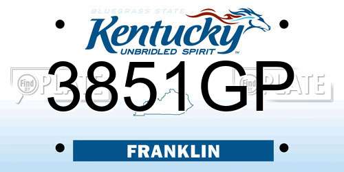 3851GP Kentucky License Plate