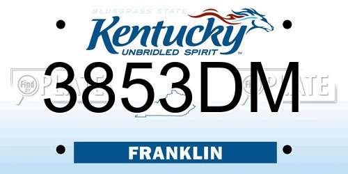 3853DM Kentucky License Plate