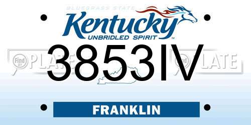 3853IV Kentucky License Plate