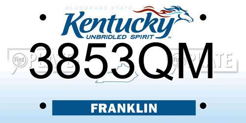 3853QM Kentucky License Plate