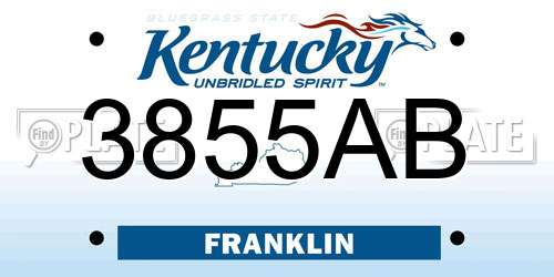 3855AB Kentucky License Plate