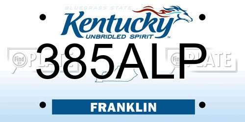 385ALP Kentucky License Plate