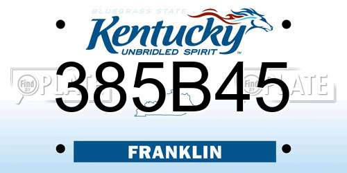 385B45 Kentucky License Plate