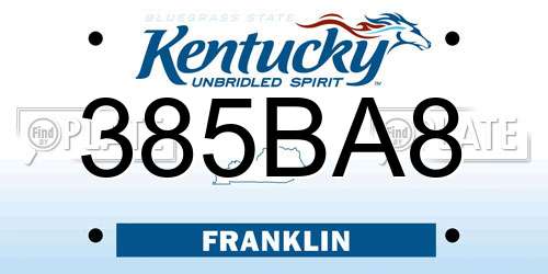 385BA8 Kentucky License Plate