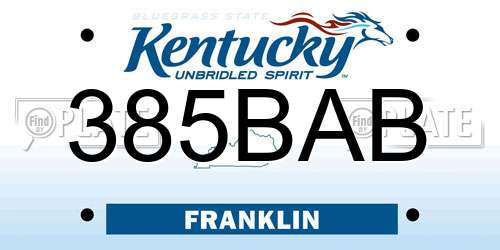 385BAB Kentucky License Plate