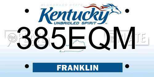 385EQM Kentucky License Plate