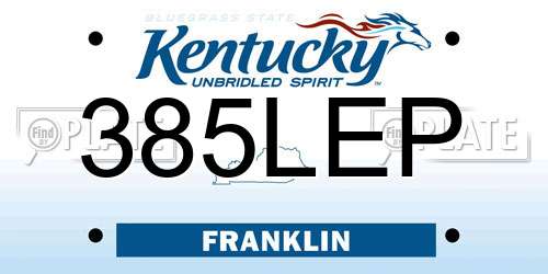 385LEP Kentucky License Plate
