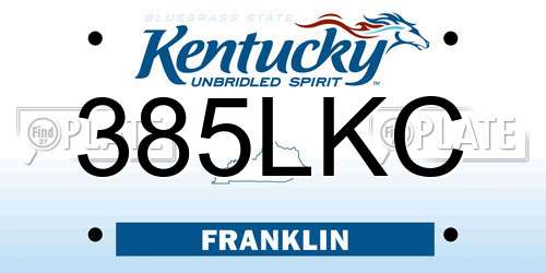 385LKC Kentucky License Plate