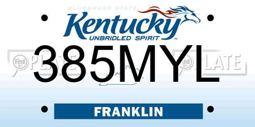 385MYL Kentucky License Plate