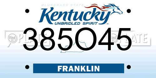 385O45 Kentucky License Plate