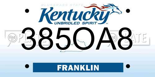 385OA8 Kentucky License Plate