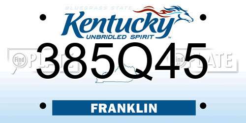 385Q45 Kentucky License Plate