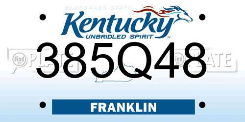 385Q48 Kentucky License Plate