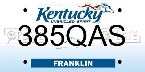 385QAS Kentucky License Plate