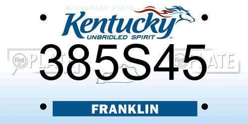 385S45 Kentucky License Plate