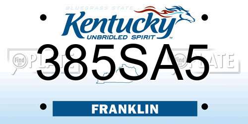 385SA5 Kentucky License Plate