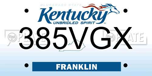 385VGX Kentucky License Plate