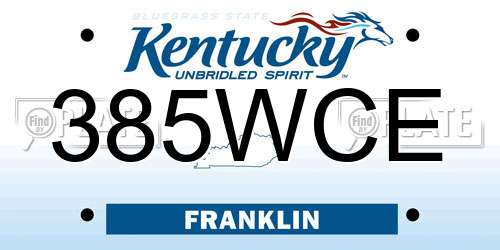 385WCE Kentucky License Plate