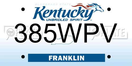 385WPV Kentucky License Plate