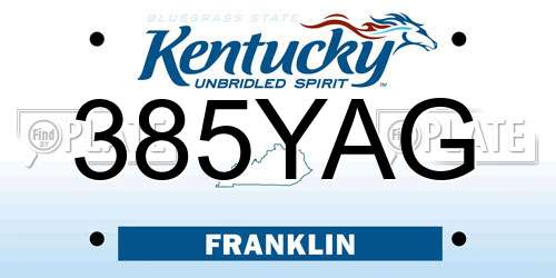 385YAG Kentucky License Plate