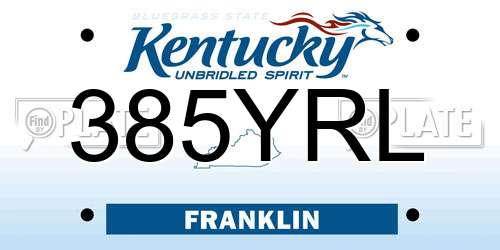 385YRL Kentucky License Plate