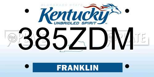 385ZDM Kentucky License Plate