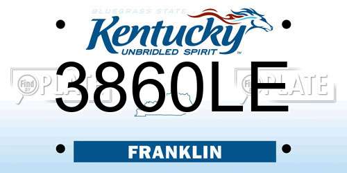 3860LE Kentucky License Plate