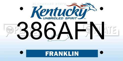386AFN Kentucky License Plate